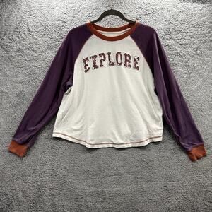 Cleo and Wolfe Large Explore Long Sleeve‎ Baseball Shirt Outdoor Hiking Camping